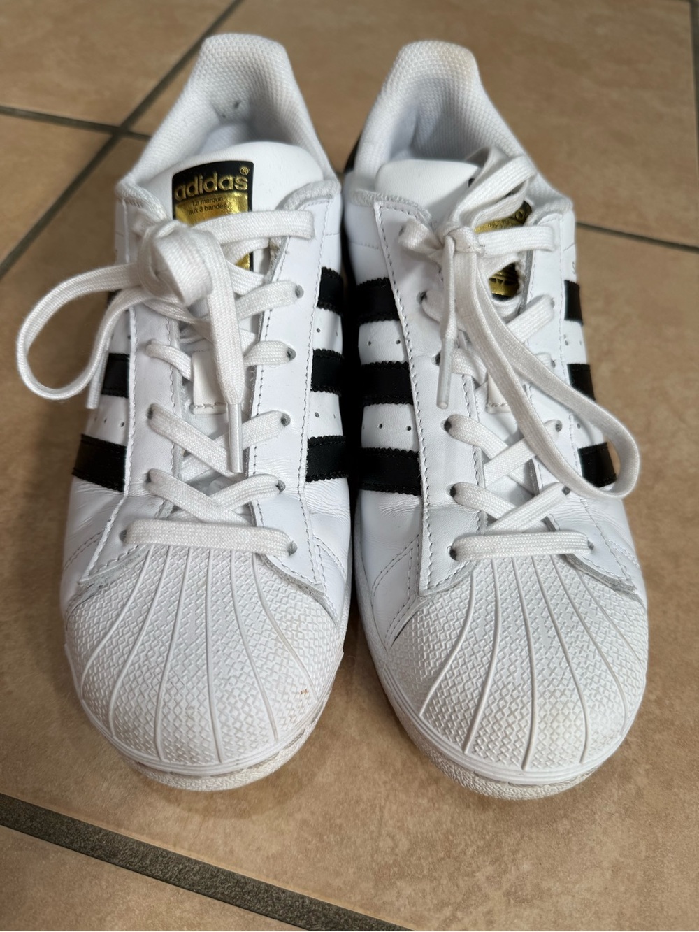 adidas White & Black Classic Shell-Toe Sneakers